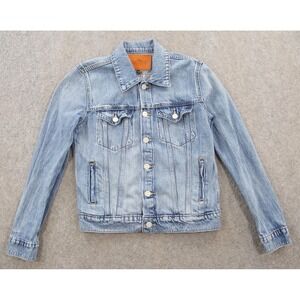 Lucky Brand Denim Jacket Womens Small Blue Tomboy Button Retro 80s 90s